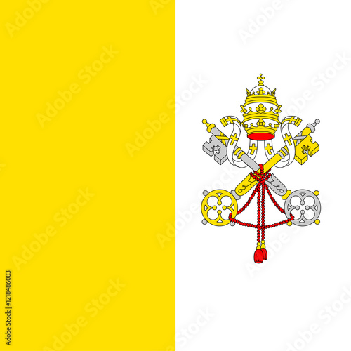 High detailed flag of Vatican City. National Vatican City flag. Europe. 3D illustration.