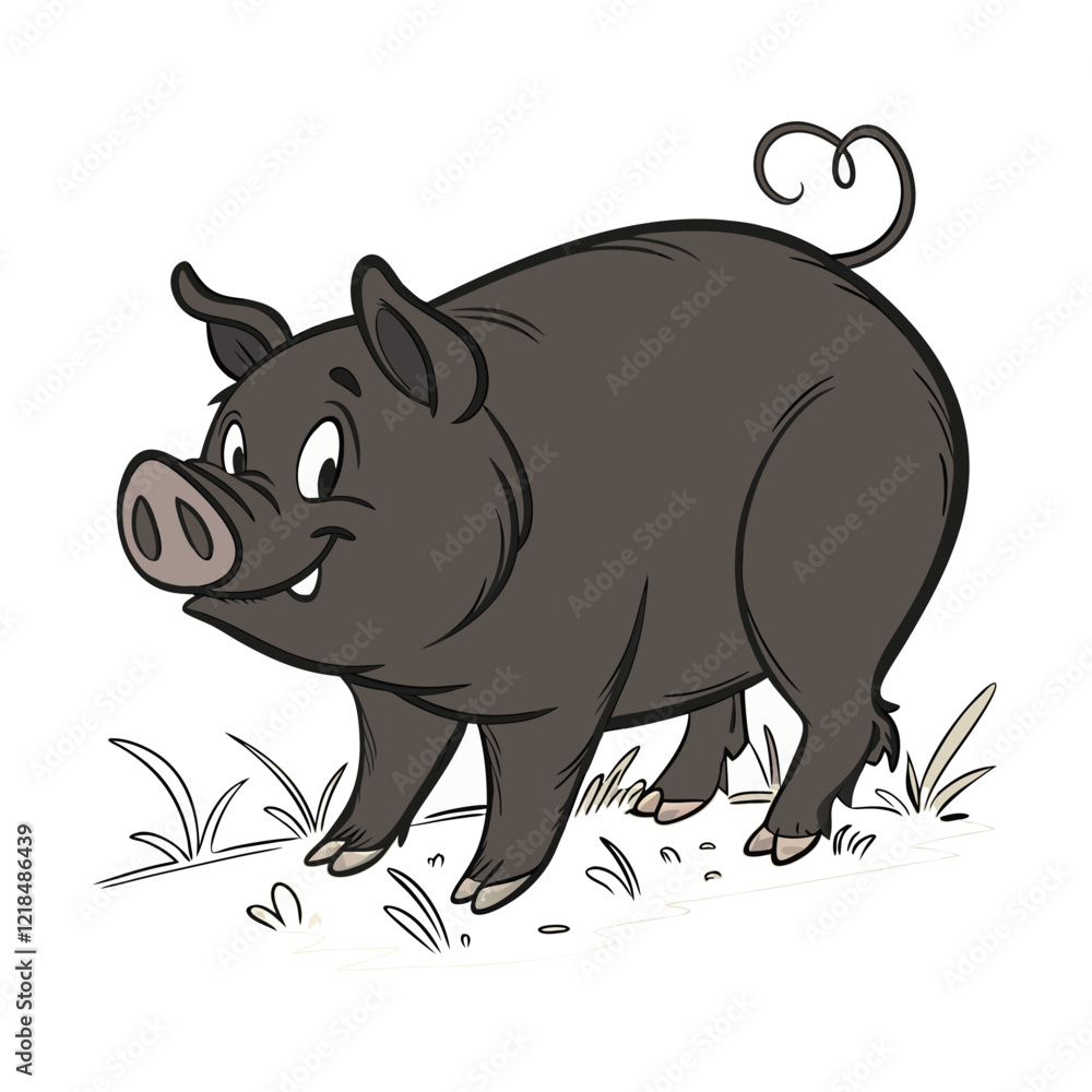 Fototapeta premium Stylized Black and White Pig Silhouette Design