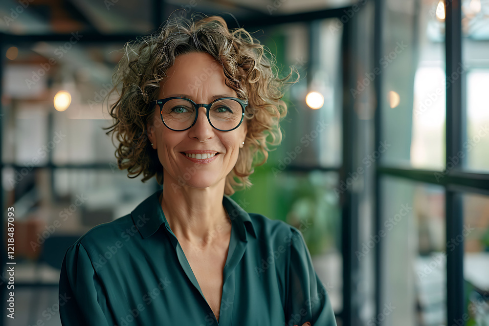 Portrait of a Smiling Woman in a Green Blouse Portrait of a Smiling Woman in a Green Blouse