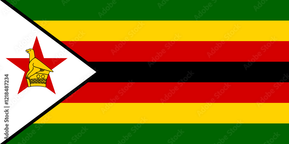Fototapeta premium High detailed flag of Zimbabwe. National Zimbabwe flag. Africa. 3D illustration.