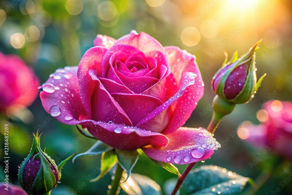 Obraz premium Dew-Kissed Rose Buds - Morning Light