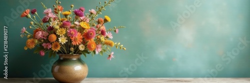 Wallpaper Mural A bouquet of dried wildflowers in a vintage vase, greens, dried, arrangement Torontodigital.ca