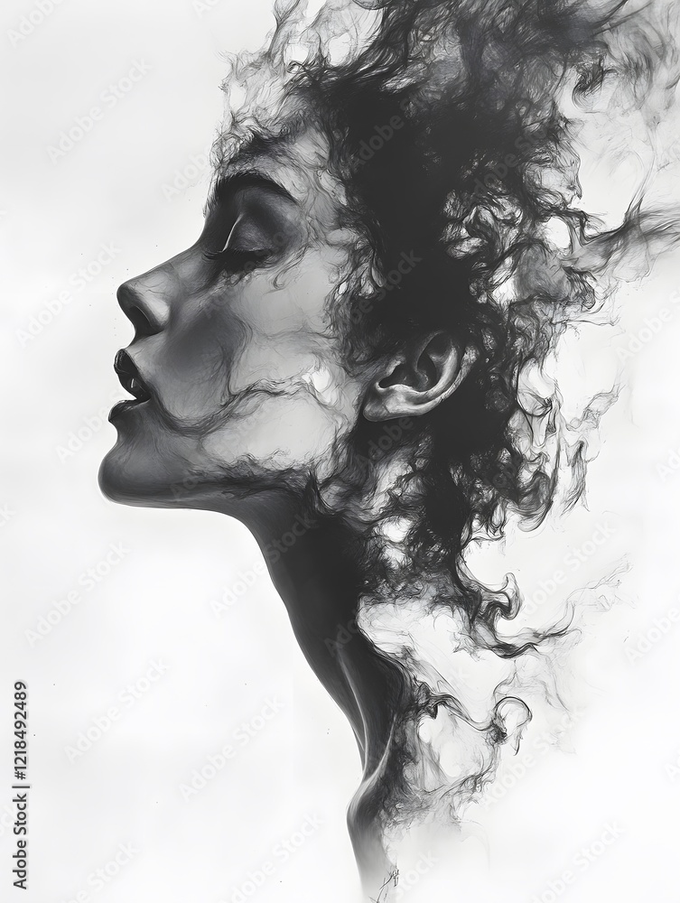 portrait of a person with black smoke portrait of a person with black smoke