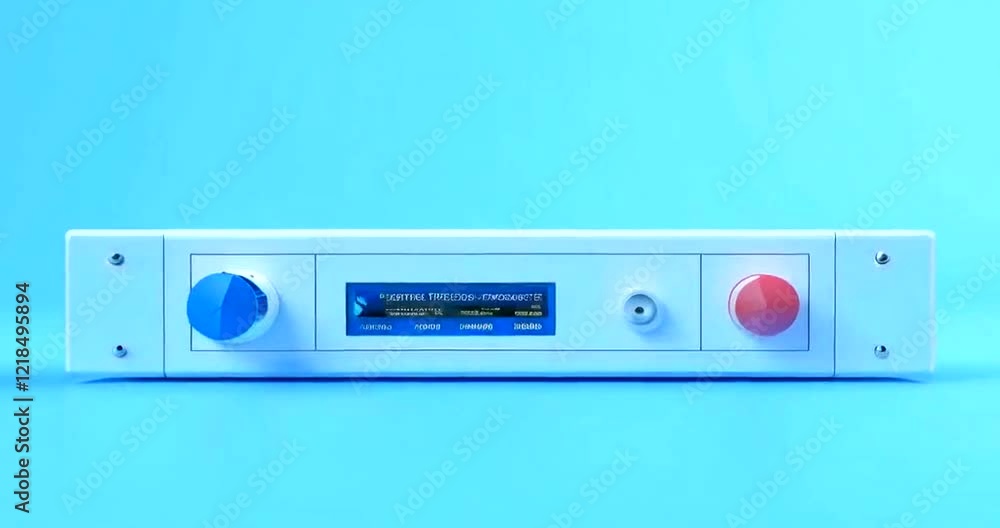 Control panel, blue background, studio shot, buttons, dial Control panel, blue background, studio shot, buttons, dial