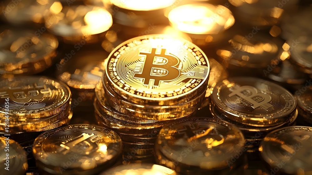 Shining Bitcoin Logo Atop Stacked Golden Coins Symbolizing Cryptocurrency Investment Success and Futuristic Financial Concept Digital Currency Blockchain Technology and Wealth Building Shining Bitcoin Logo Atop Stacked Golden Coins Symbolizing Cryptocurrency Investment Success and Futuristic Financial Concept Digital Currency Blockchain Technology and Wealth Building