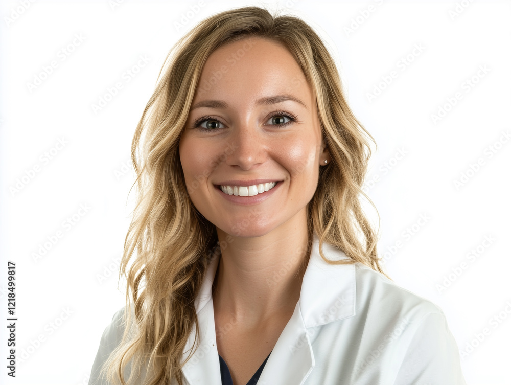 Portrait of a smiling female doctor isolated on a white background Portrait of a smiling female doctor isolated on a white background