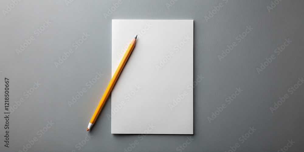 Unleash your inner artist. Blank portrait paper, pencil silhouette. Create now. Unleash your inner artist. Blank portrait paper, pencil silhouette. Create now.
