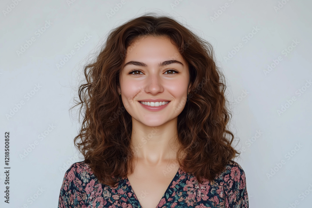 Fototapeta premium Portrait of a beautiful smiling woman isolated on a white background