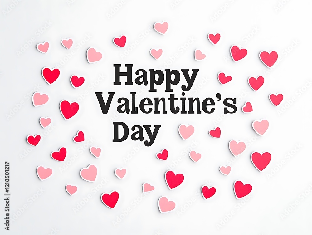 Valentine's Day Typography in Bold Font with Heart Stickers Accentuating the Design on a Crisp White Background Valentine's Day Typography in Bold Font with Heart Stickers Accentuating the Design on a Crisp White Background
