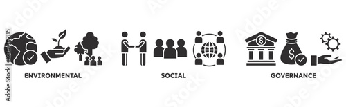 ESG icon set illustration concept with icon of environmental, social, governance 