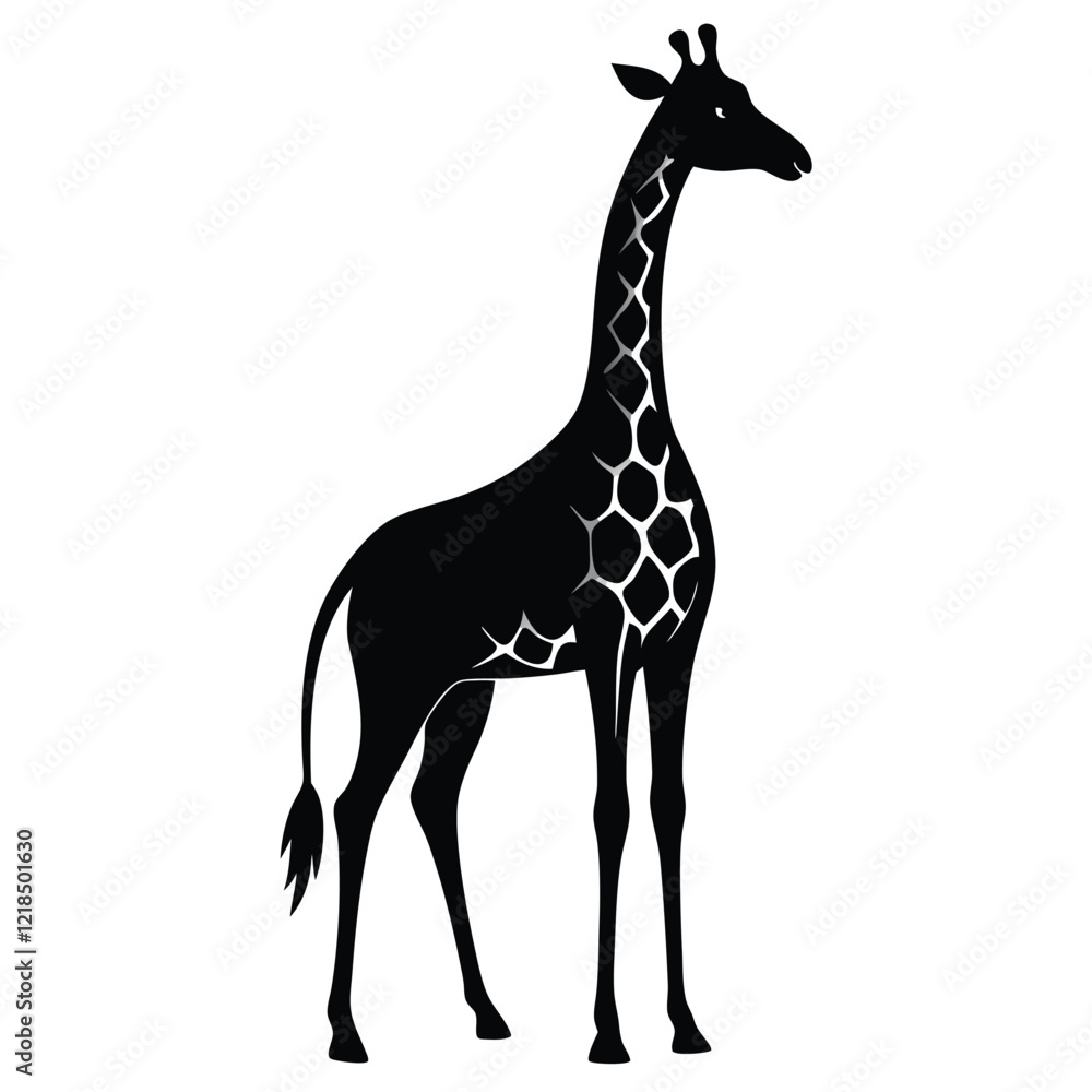 Obraz premium The giraffe appears lofty when viewing this exceptional graphic image.
