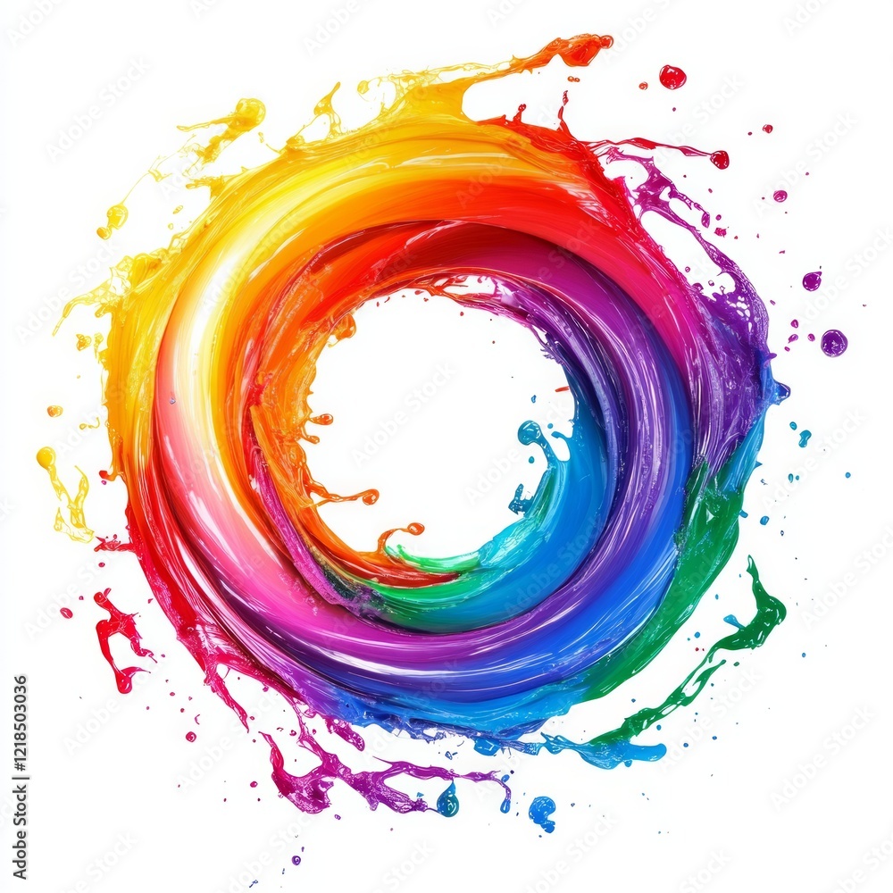 a rainbow circular spiral like a splash with white background a rainbow circular spiral like a splash with white background