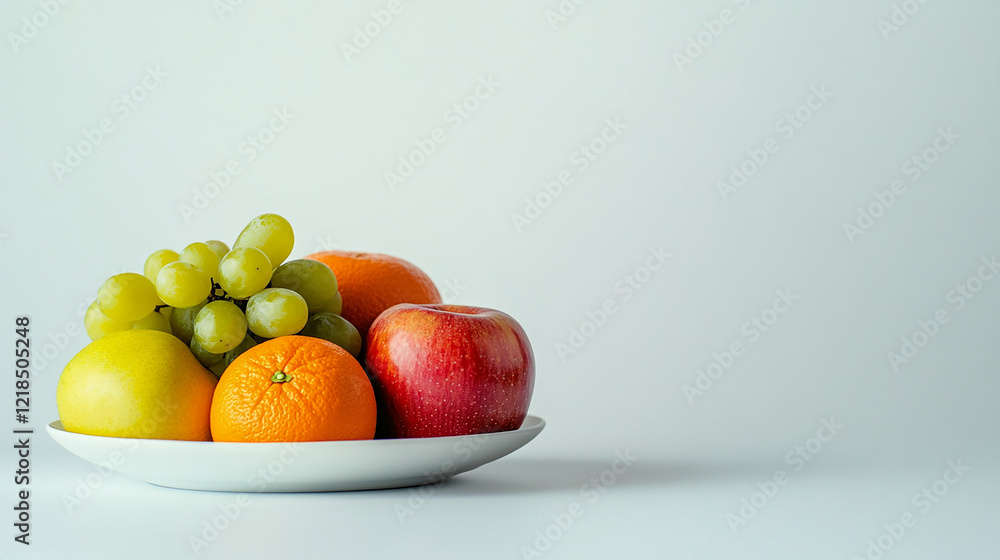 Assorted fruits neatly arranged on a plate Assorted fruits neatly arranged on a plate