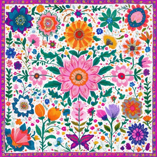 Wallpaper Mural A vibrant and colorful floral pattern pink purple Torontodigital.ca