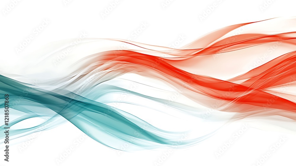 Naklejka premium Abstract Red and Teal Wave Forms Design