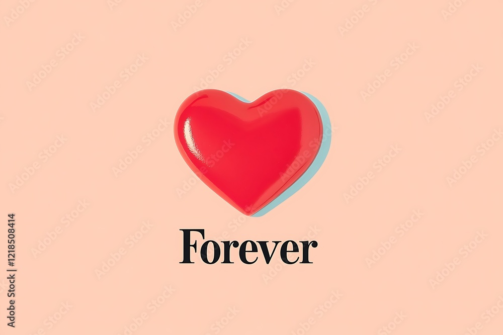 Minimalist Heart Icon with 'Forever' Text, Set on a Soft Light Background for a Modern Look Minimalist Heart Icon with 'Forever' Text, Set on a Soft Light Background for a Modern Look