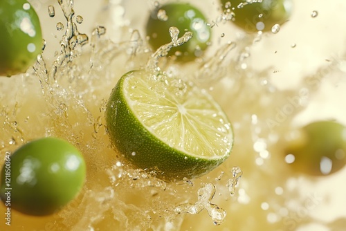 Obraz na płótnie Fresh limes and briny olives come together to create a delightful splash of flavor in a vibrant and refreshing citrus cocktail enjoyed during midday w salonie
