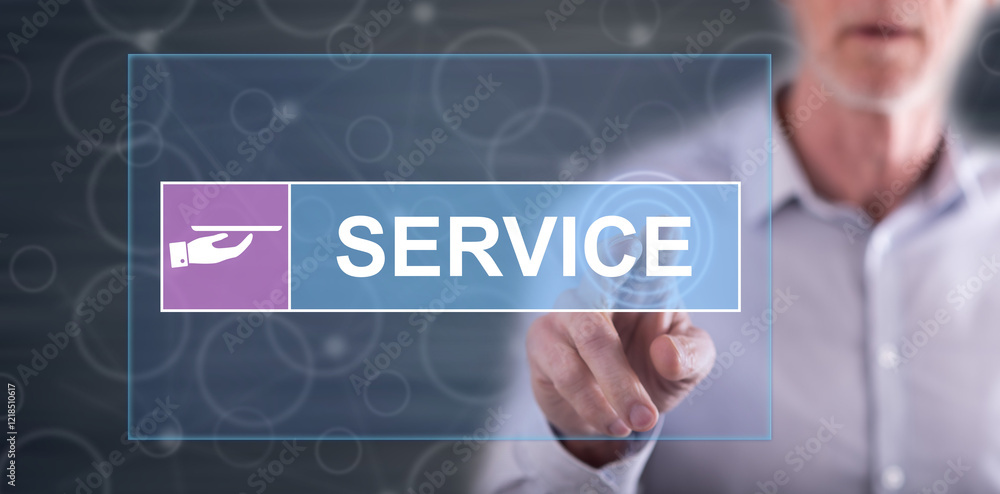 Man touching a customer service concept Man touching a customer service concept