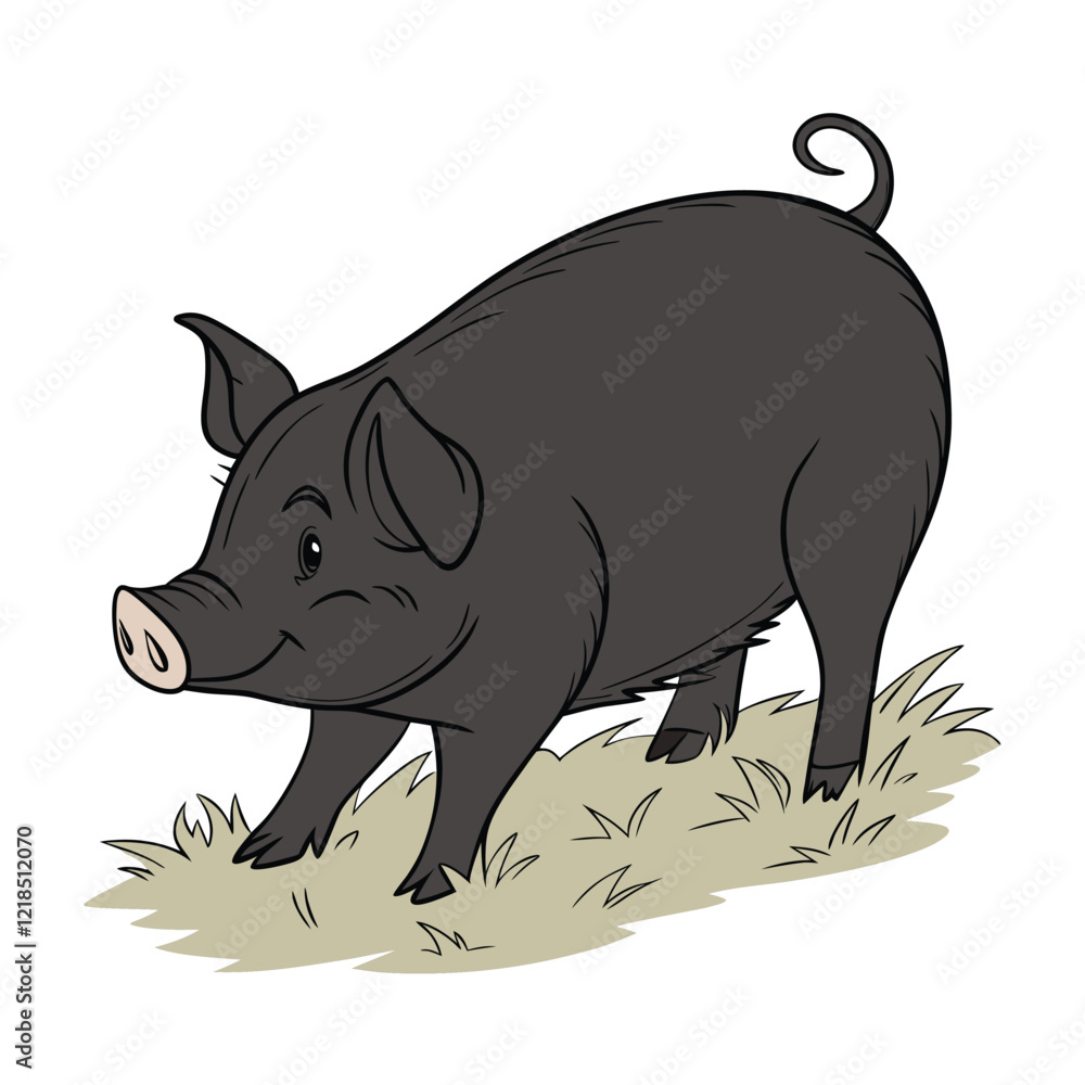 Fototapeta premium Stylized Black and White Pig Silhouette Design