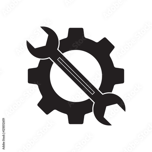 flat icon vector of gear with wrench