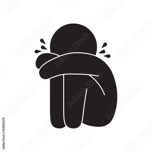 flat icon vector of a person crying