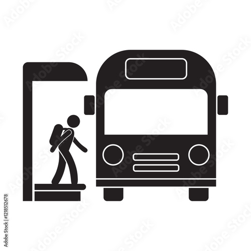 flat icon vector of a person riding a bus
