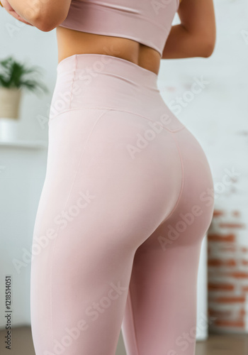 ピンクのスパッツを履いた女性のきれいなヒップライン