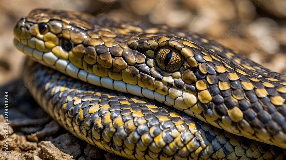 Intricate Scales of Darevsky's Viper: A Close-Up Under the Sun's Glare Intricate Scales of Darevsky's Viper: A Close-Up Under the Sun's Glare