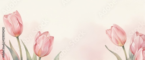 Wallpaper Mural ilustración tulipanes estilo acuarela. colores pastel. Torontodigital.ca