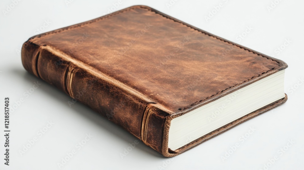 Classic leather-bound book displayed on a plain background vintage style minimalist aesthetic Classic leather-bound book displayed on a plain background vintage style minimalist aesthetic