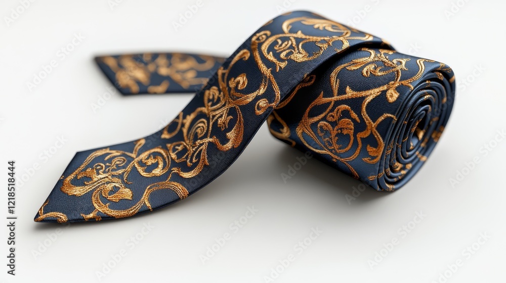 Obraz premium Elegant blue and gold tie fashion accessory studio setting close-up view style statement
