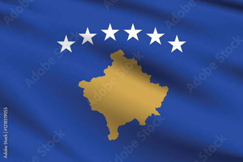 Kosovo flag official colors and proportion digital vector illustration. Pleated flag. photo