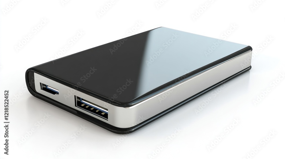 Portable hard drive on white background. Technology use Portable hard drive on white background. Technology use