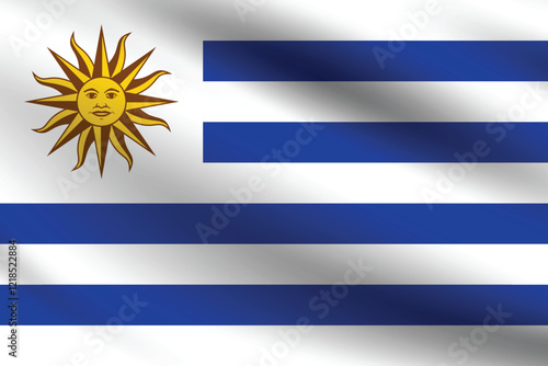 Uruguay flag official colors and proportion digital vector illustration. Pleated flag.