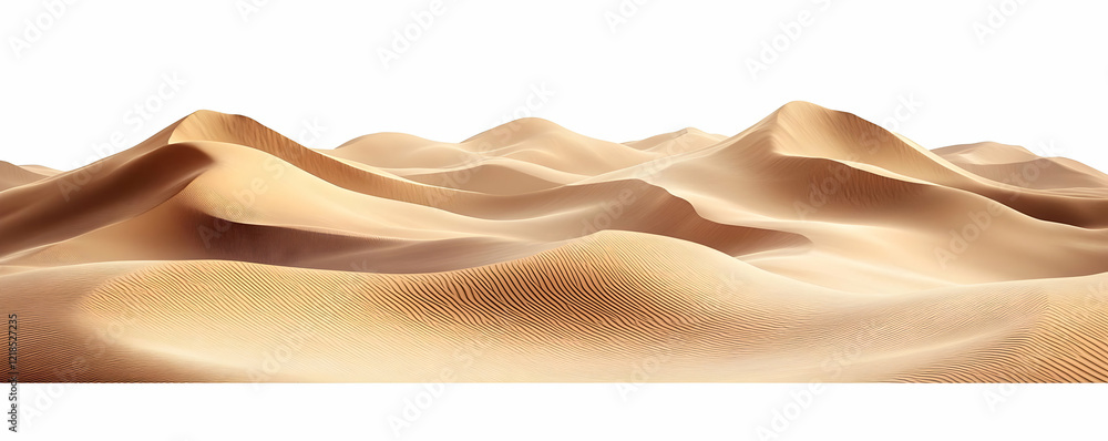 Sand dunes desert landscape, white background Sand dunes desert landscape, white background
