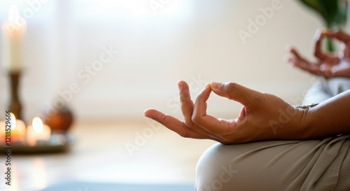 Wallpaper Mural Two people meditating with candles and relaxed atmosphere Torontodigital.ca