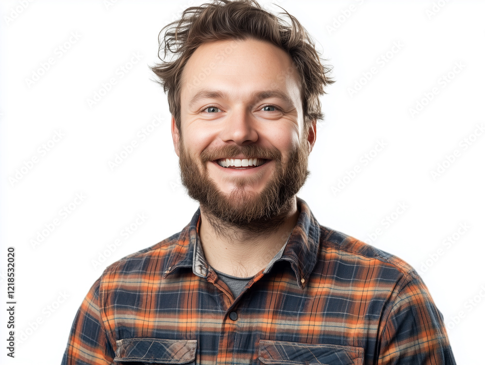 Portrait of a smiling worker on a white background Portrait of a smiling worker on a white background