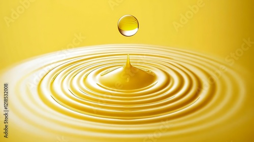 Golden Oil Drop Creating Concentric Rings photo