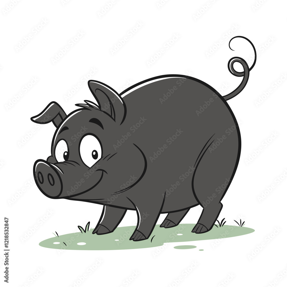 Stylized Black and White Pig Silhouette Design Stylized Black and White Pig Silhouette Design