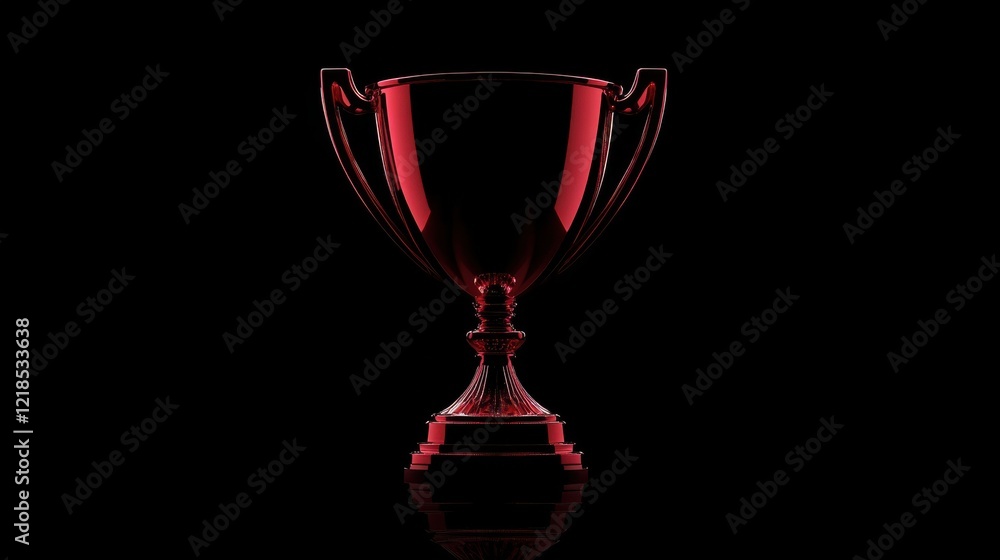 Elegant red trophy illuminated against a dark background highlighting achievements and recognition Elegant red trophy illuminated against a dark background highlighting achievements and recognition