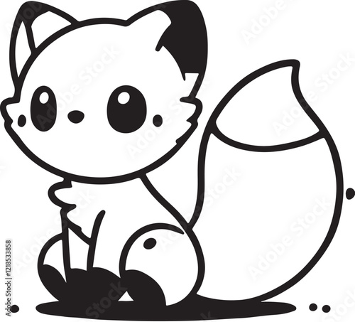 sly fox cute animal  silhouette vector image