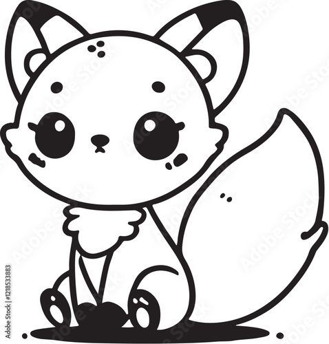 sly fox cute animal  silhouette vector image