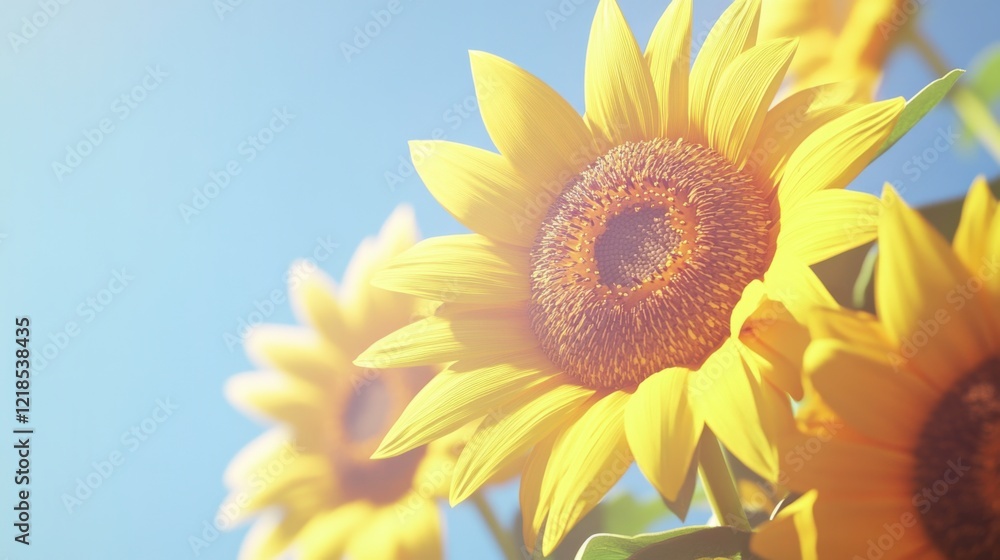 Obraz premium Vivid Close-up of Yellow Sunflowers with Soft Shadows