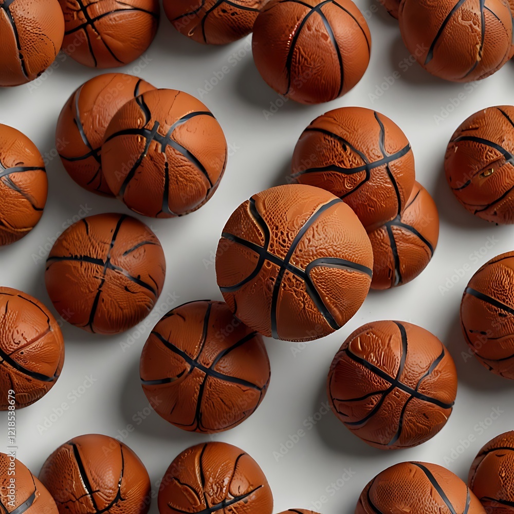 Obraz premium basketballs in a repeating pattern on a white background