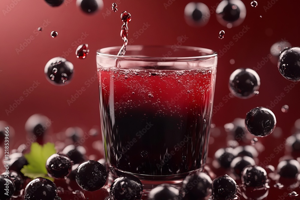A refreshing and bubbly dark berry beverage, adorned with an array of floating fruits, adds a splash of color to a lively summer gathering