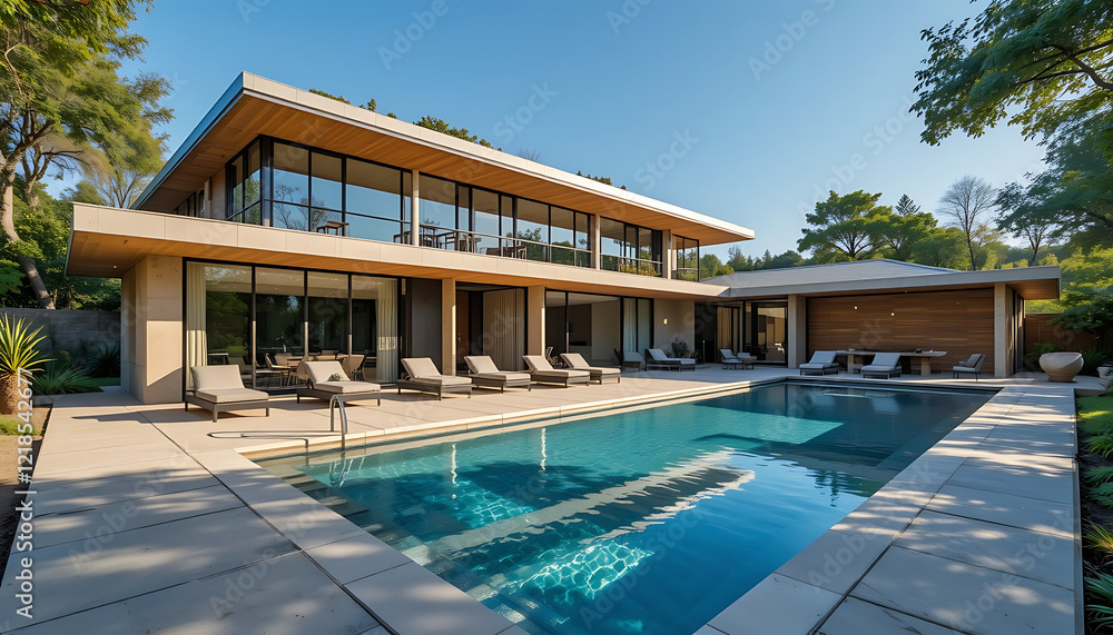 Fototapeta premium Home with Stunning Pool and Patio Area
