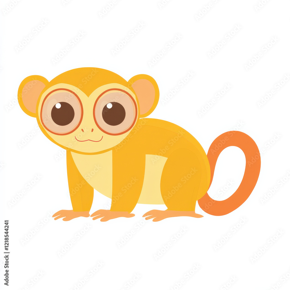 Naklejka premium Adorable cartoon monkey with large eyes.
