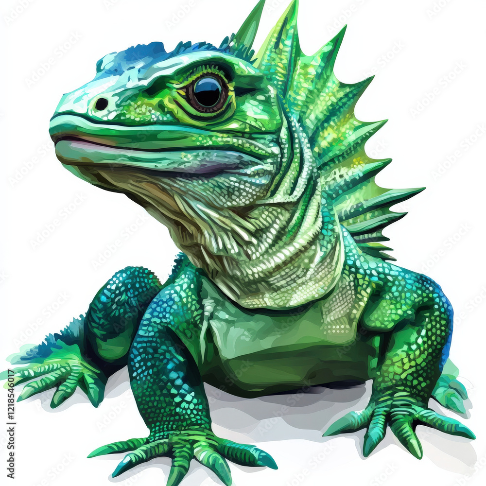 Obraz premium Vibrant Green Lizard Portrait.