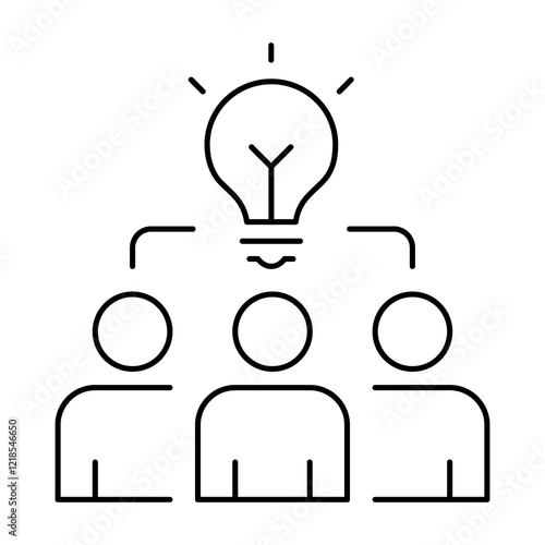 Team Collaboration Icon with Light Bulb – Representing Innovation, Creativity, and Idea Generation