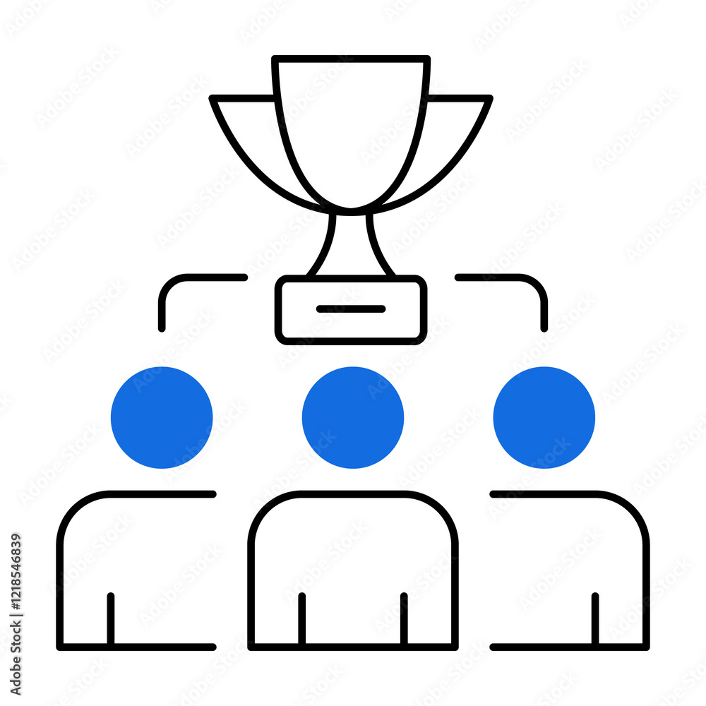 Team Collaboration Icon with Trophy – Representing Success, Achievements, and Results